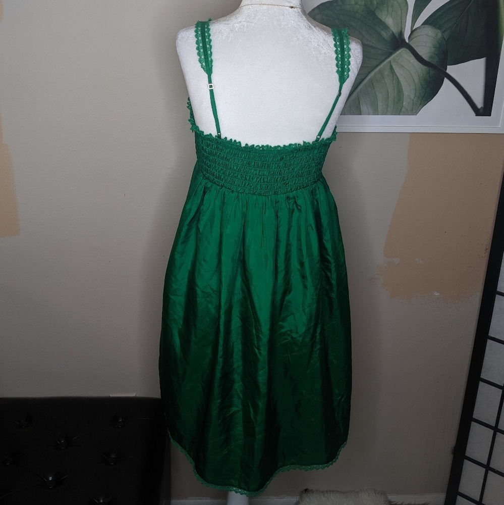 Betsey Johnson Green Silk Lace Trim Dress Pin-up - Picture 4 of 7